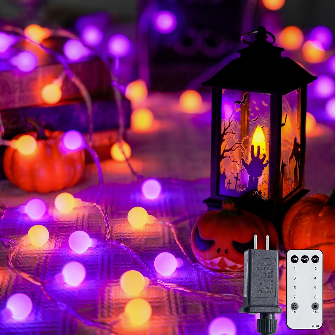 100 LED Orange and Purple String Lights Indoor (Orange and Purple)